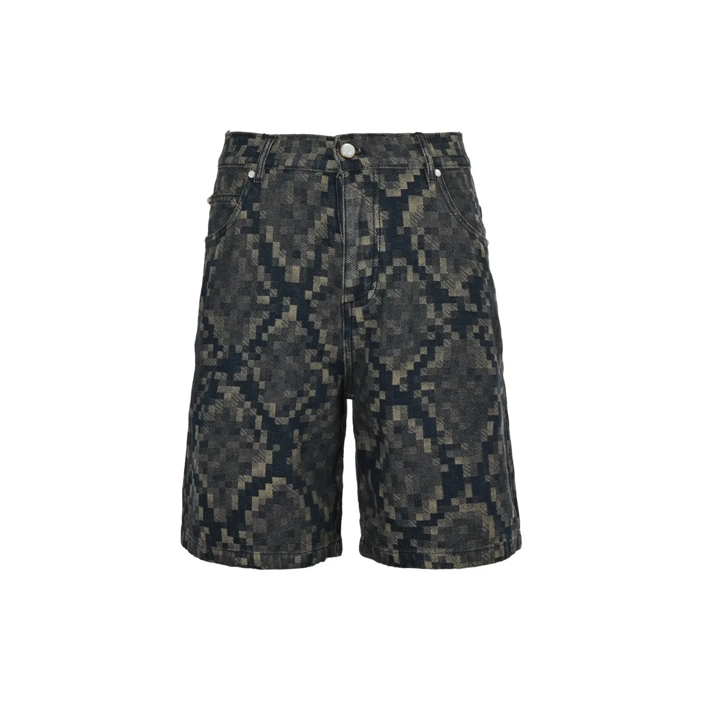 Louis Vuitton/Louis Vuitton 25ss snake pattern mosaic denim shorts